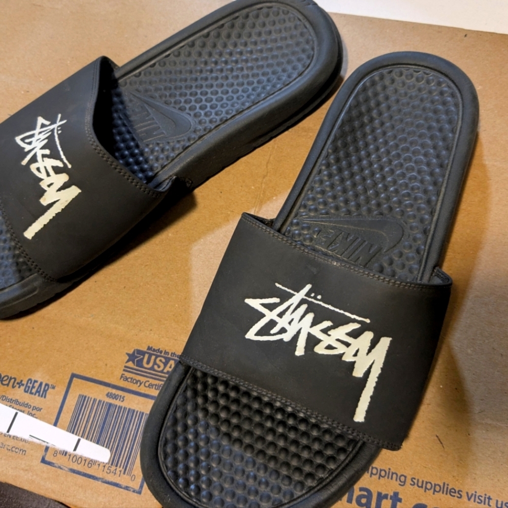 Vintage pair of Nike x Stussy slides